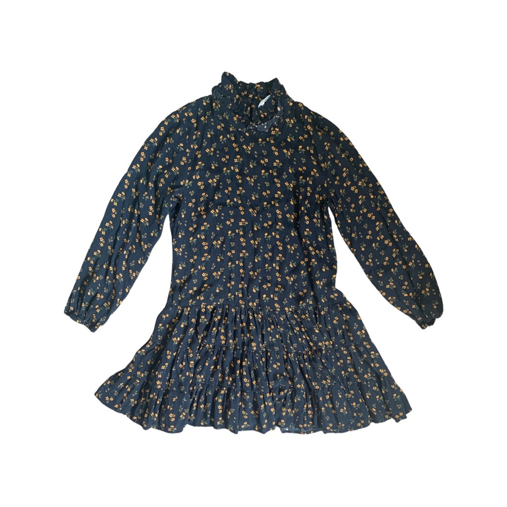 Zara black floral shirt dress